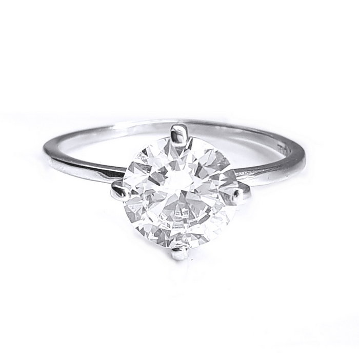 Inel elegant argint 925 rodiat cu zirconiu alb [2]