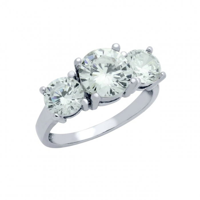 Inel elegant din argint 925 rodiat cu 3 zirconii [1]