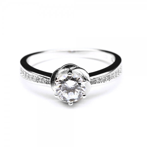 Inel floare din argint 925 rodiat cu zirconii [1]