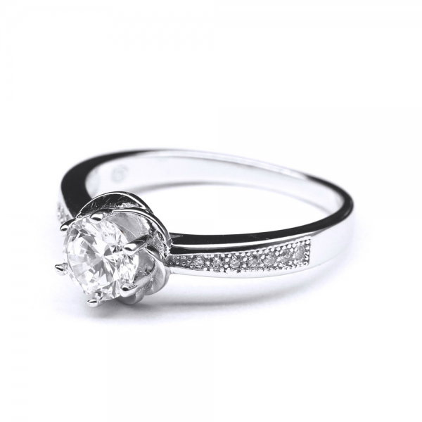 Inel floare din argint 925 rodiat cu zirconii [2]