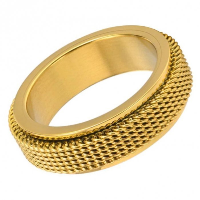 Inel inox antistres auriu cu plasa rotativa [3]
