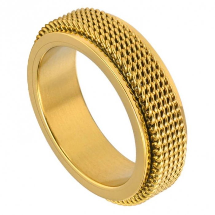 Inel inox antistres auriu cu plasa rotativa [1]