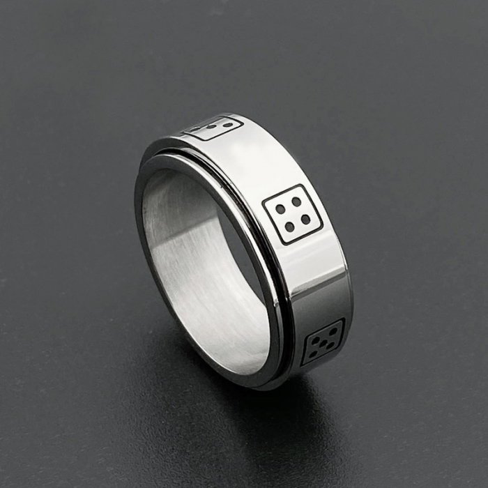 Inel inox antistres cu zaruri [2]