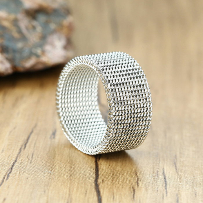 Inel inox argintiu tip plasa 10 mm [7]