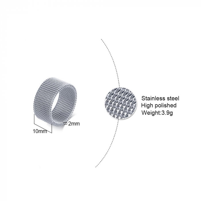 Inel inox argintiu tip plasa 10 mm [10]