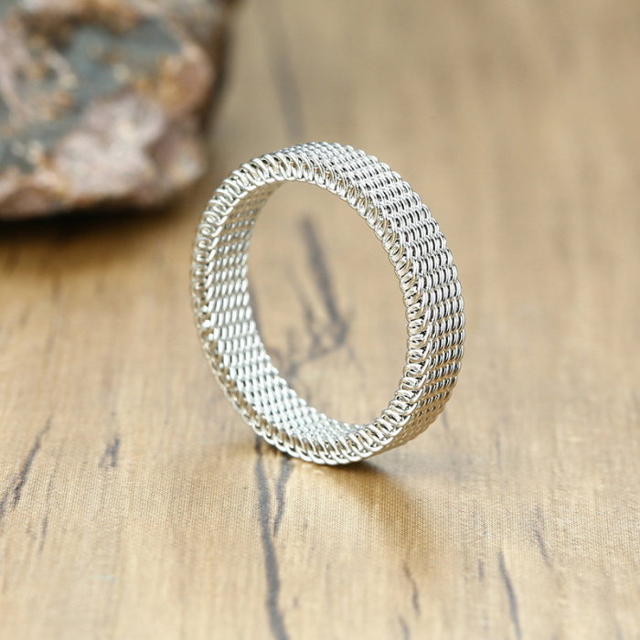 Inel inox argintiu tip plasa 4 mm [10]