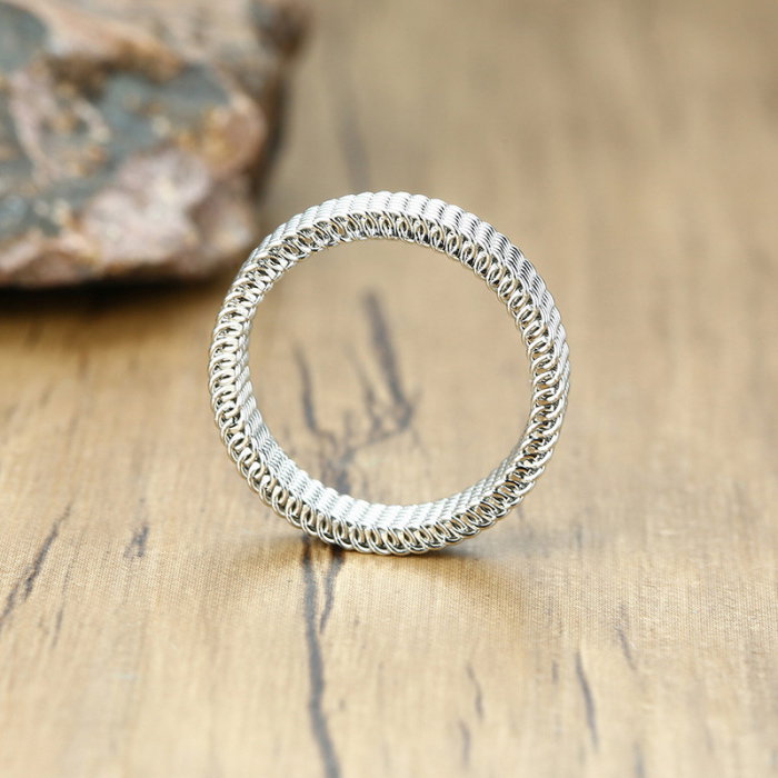 Inel inox argintiu tip plasa 4 mm [7]