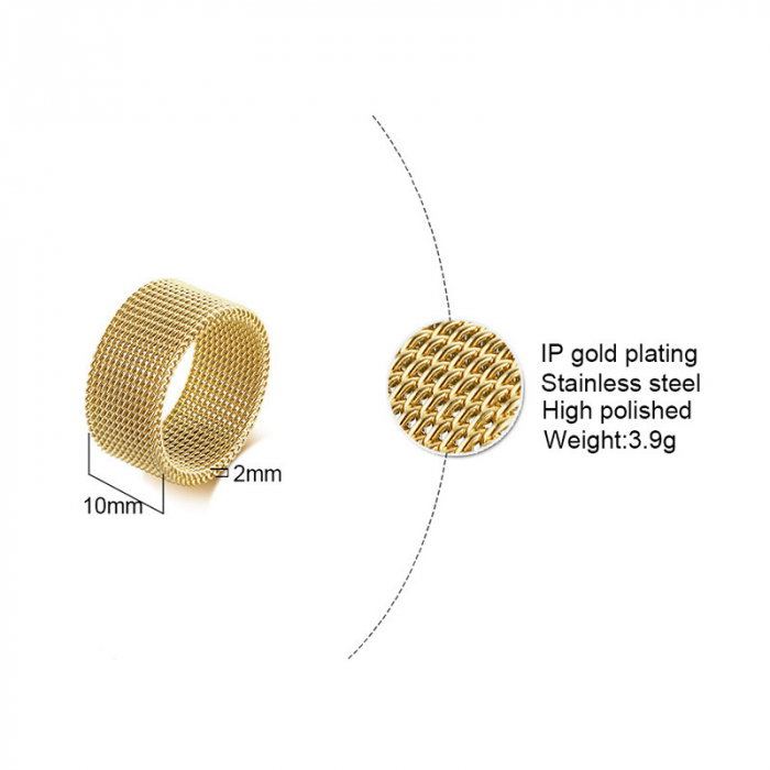 Inel inox auriu tip plasa 10 mm [3]