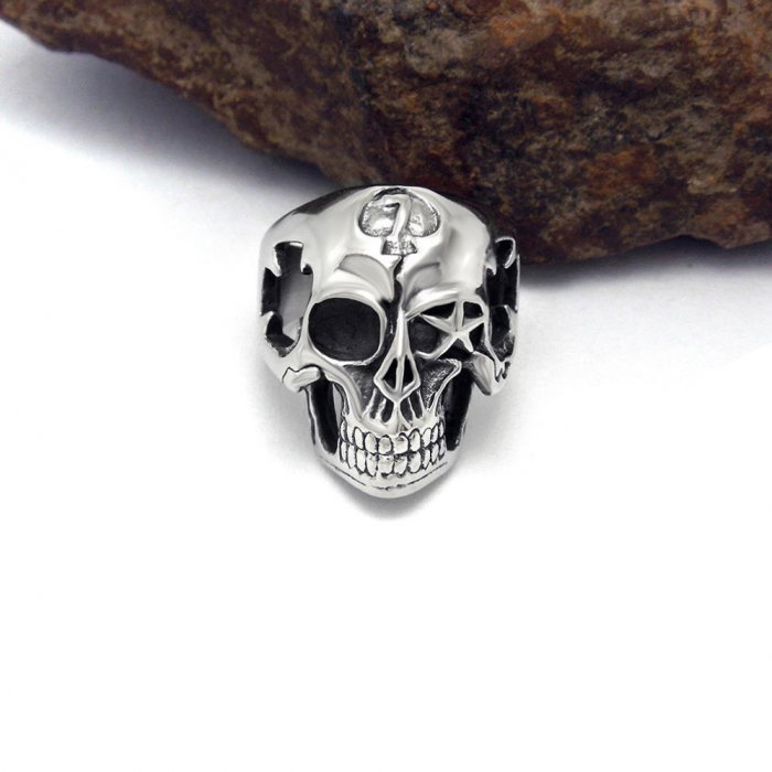 Inel inox biker cu craniu stilizat [3]