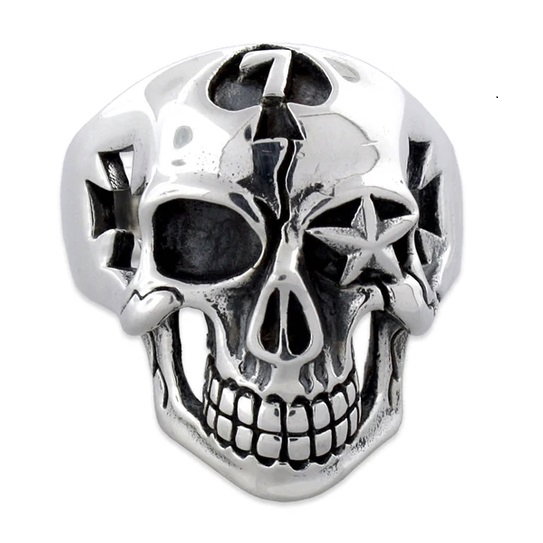 Inel inox biker cu craniu stilizat [4]