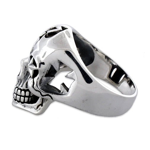 Inel inox biker cu craniu stilizat [5]