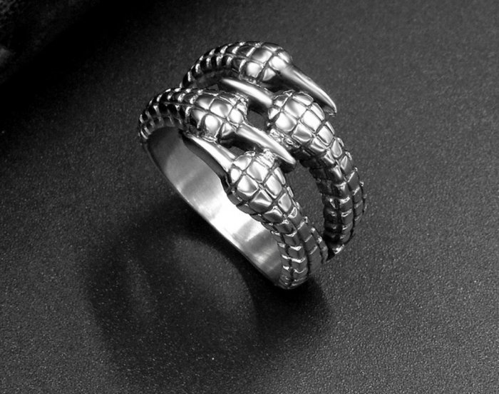 Inel inox biker cu gheara de dragon [2]