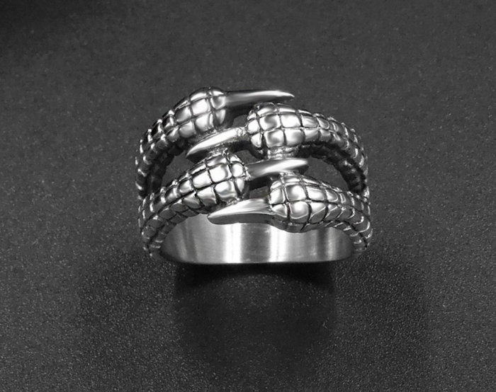 Inel inox biker cu gheara de dragon [3]