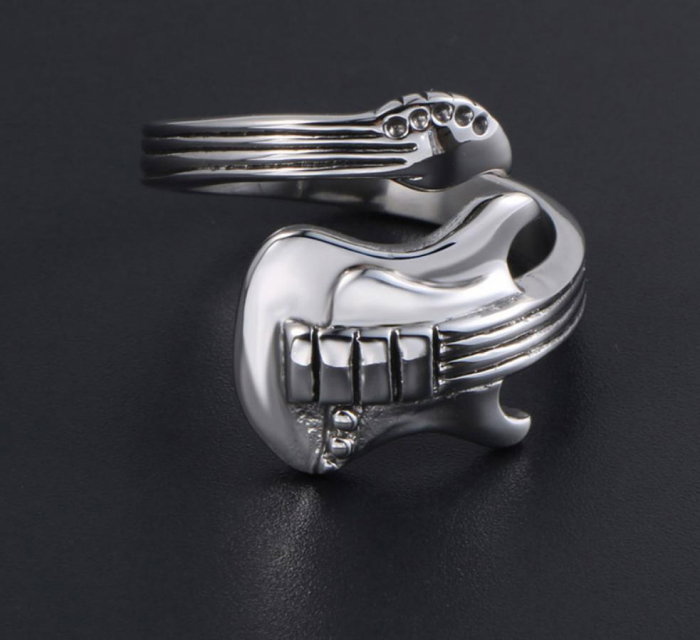 Inel inox reglabil cu chitara [2]