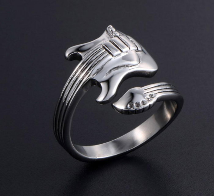 Inel inox reglabil cu chitara [3]