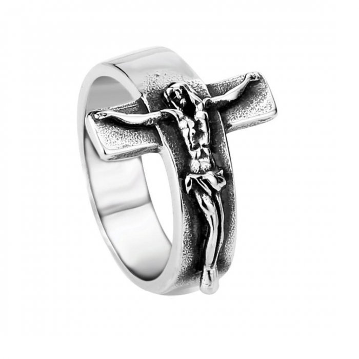 Inel inox cu cruce Rastignirea lui Isus [1]