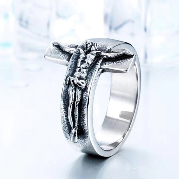 Inel inox cu cruce Rastignirea lui Isus [6]