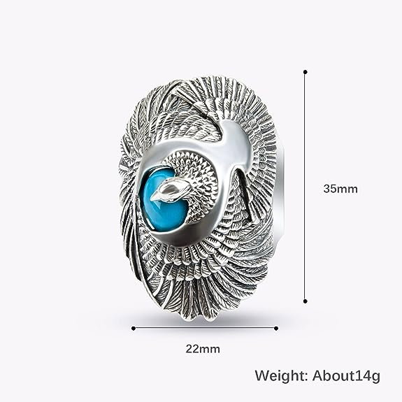 Inel inox cu vultur si turcoaz [9]