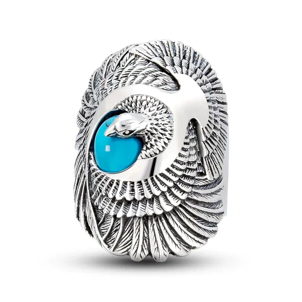 Inel inox cu vultur si turcoaz [18]