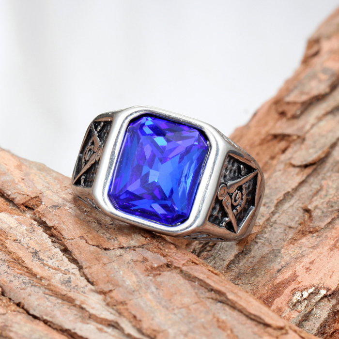 Inel inox cu zirconiu albastru The Grand Architect [4]