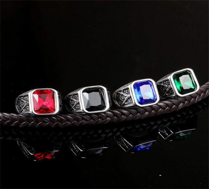 Inel inox cu zirconiu albastru The Grand Architect [7]