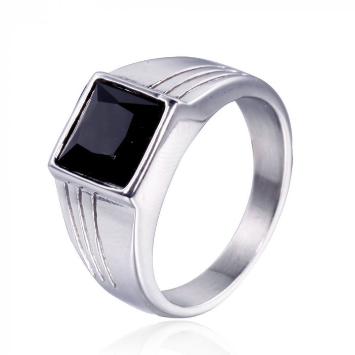Inel inox cu zirconiu negru [4]