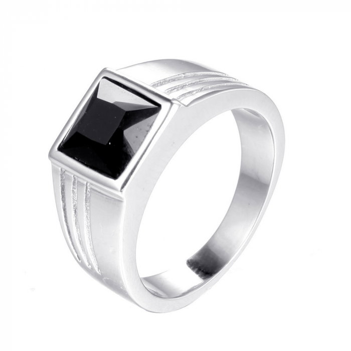 Inel inox cu zirconiu negru [1]
