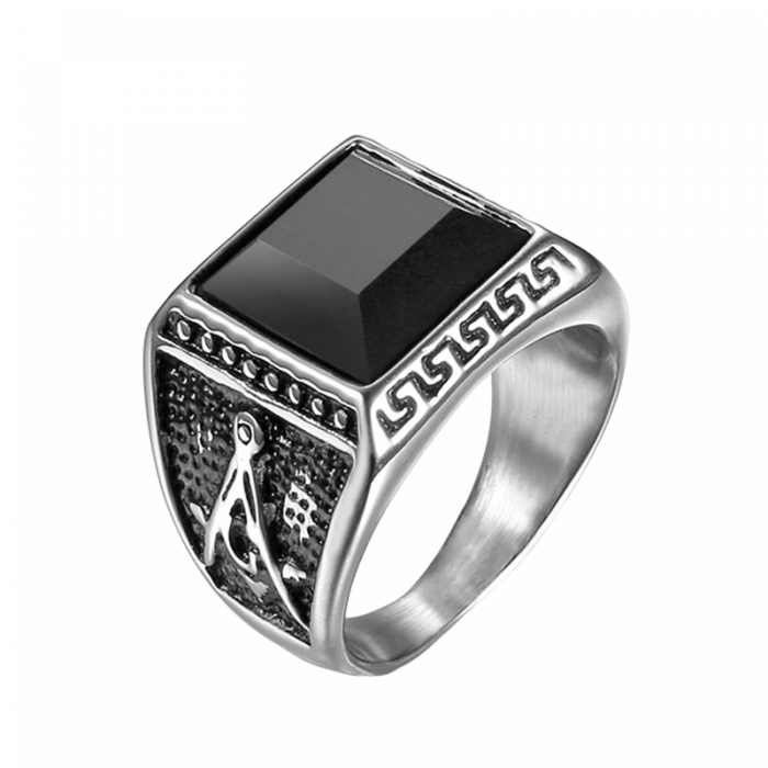 Inel inox cu zirconiu negru The Grand Architect [1]