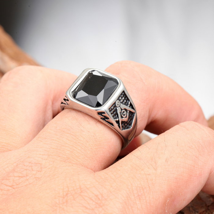 Inel inox cu zirconiu rosu The Grand Architect [2]