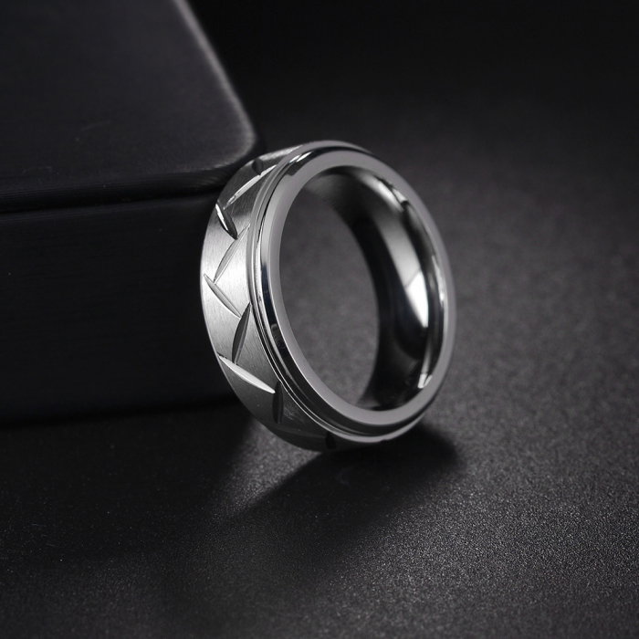 Inel inox mat cu crestaturi [2]