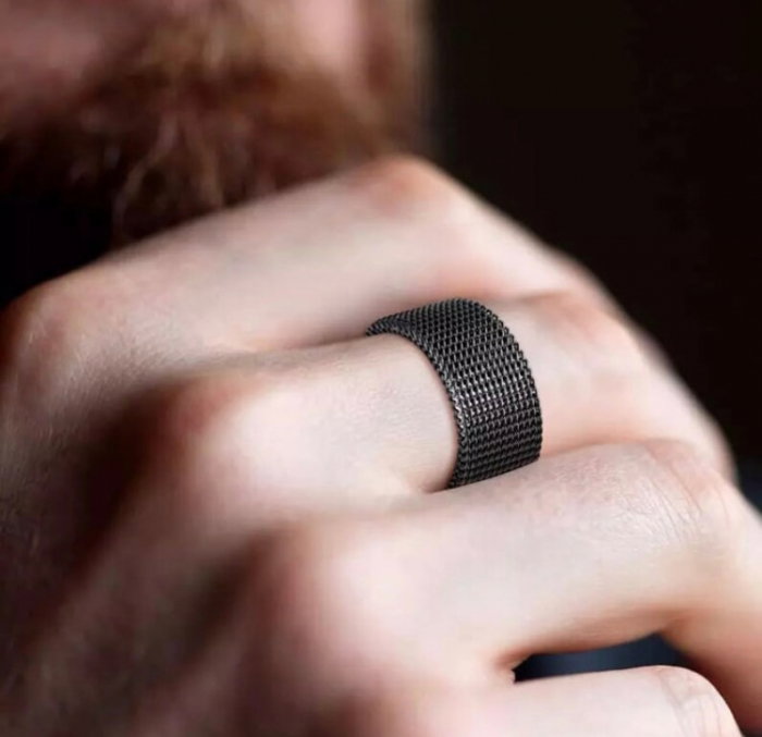 Inel inox negru tip plasa 10 mm [4]