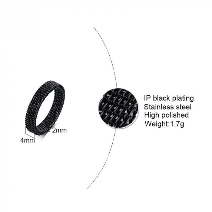 Inel inox negru tip plasa 4 mm [6]