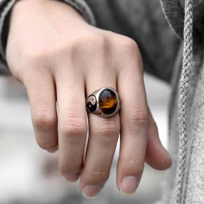 Inel inox Yin si Yang cu zirconiu [5]