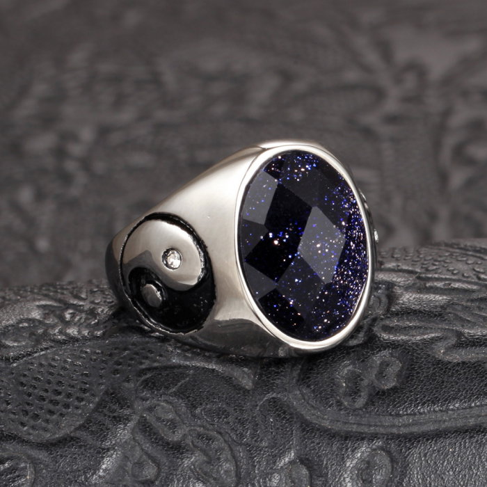 Inel inox Yin si Yang cu zirconiu [2]
