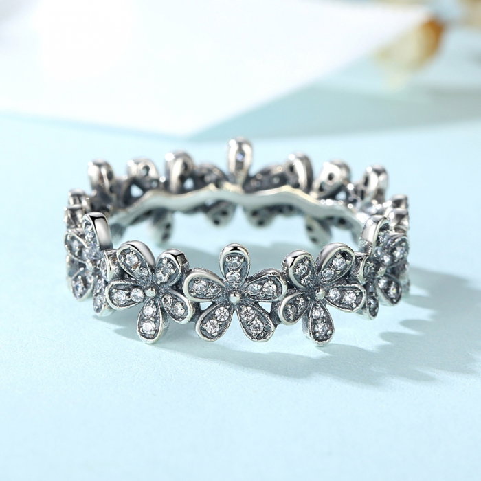 Inel placat cu argint cu floricele IST0006 [3]