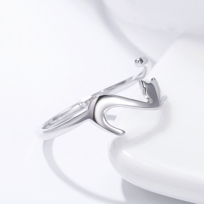 Inel reglabil argint 925 rodiat cu pisicuta haioasa - Be Nature IST0079 [3]