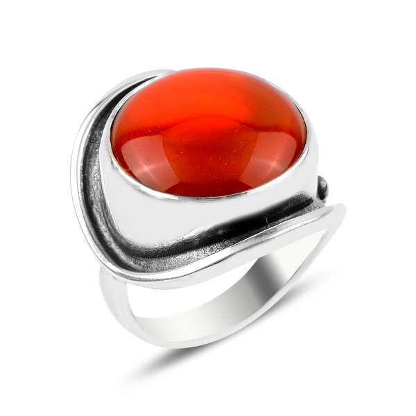 Inel reglabil din argint Handmade cu Coral [2]