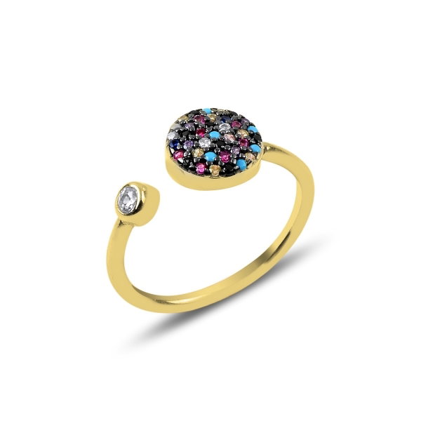 Inel reglabil din argint placat cu aur banut cu zirconii multicolore - Be Authentic [1]