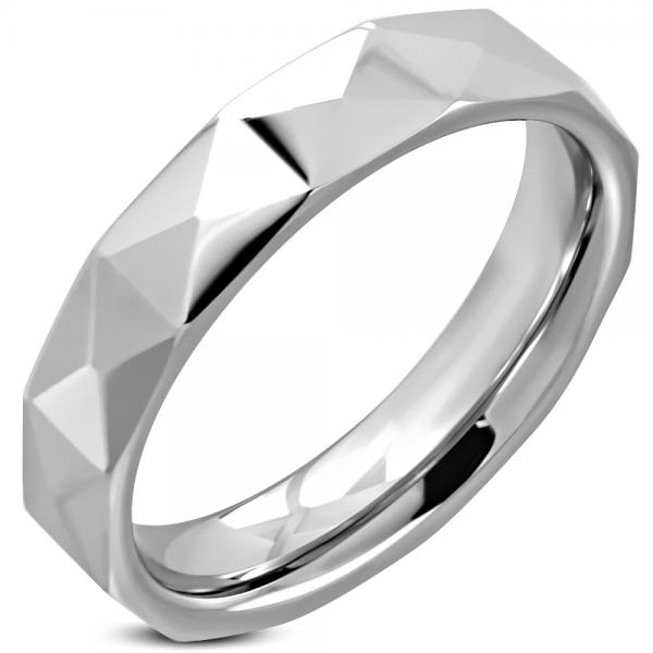 Inel tungsten stil verigheta cu piramide [1]