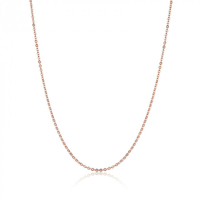 Lant reglabil argint placat cu aur roz 50 cm cu zale ovale [1]