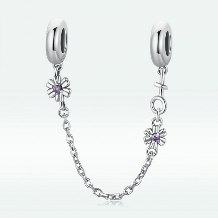 Lant de siguranta argint bratara cu flori [6]