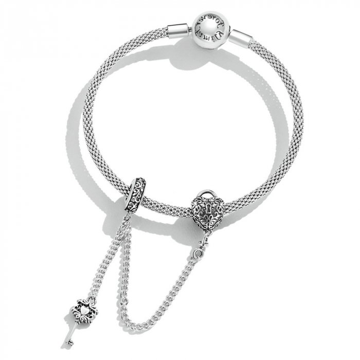 Lant de siguranta bratara cu lacat si cheie argint [5]