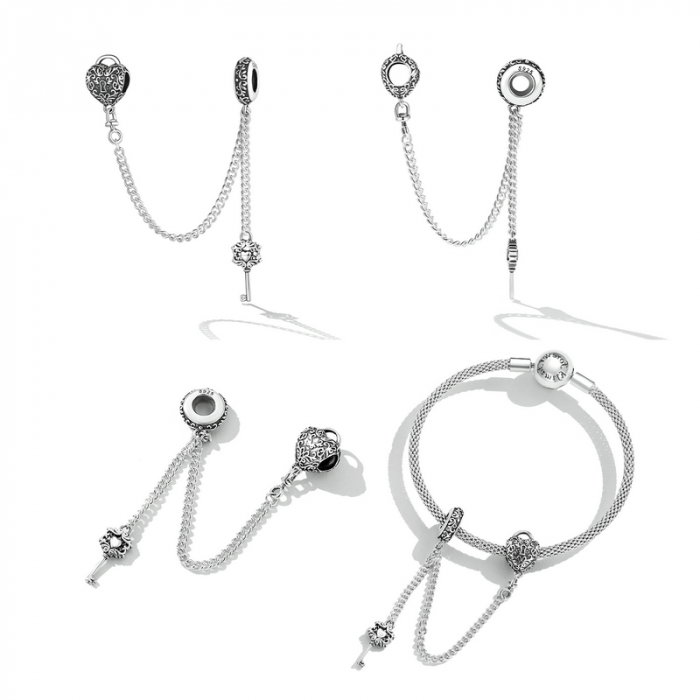 Lant de siguranta bratara cu lacat si cheie argint [7]