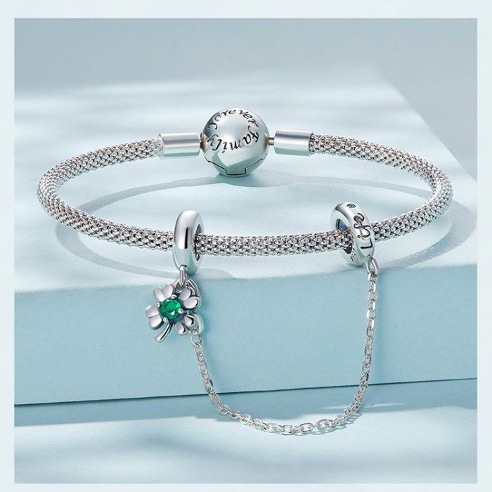 Lant de siguranta bratara cu trifoi norocos [12]