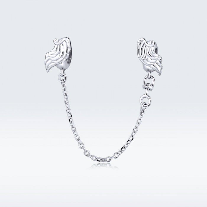 Lant de siguranta din argint pentru bratara, cu aripi de inger placat cu rodiu [2]