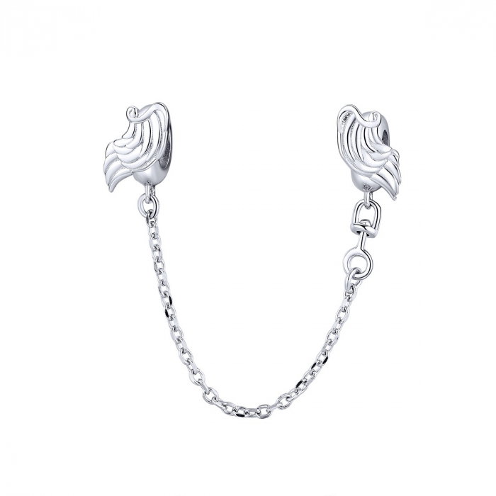 Lant de siguranta din argint pentru bratara, cu aripi de inger placat cu rodiu [1]