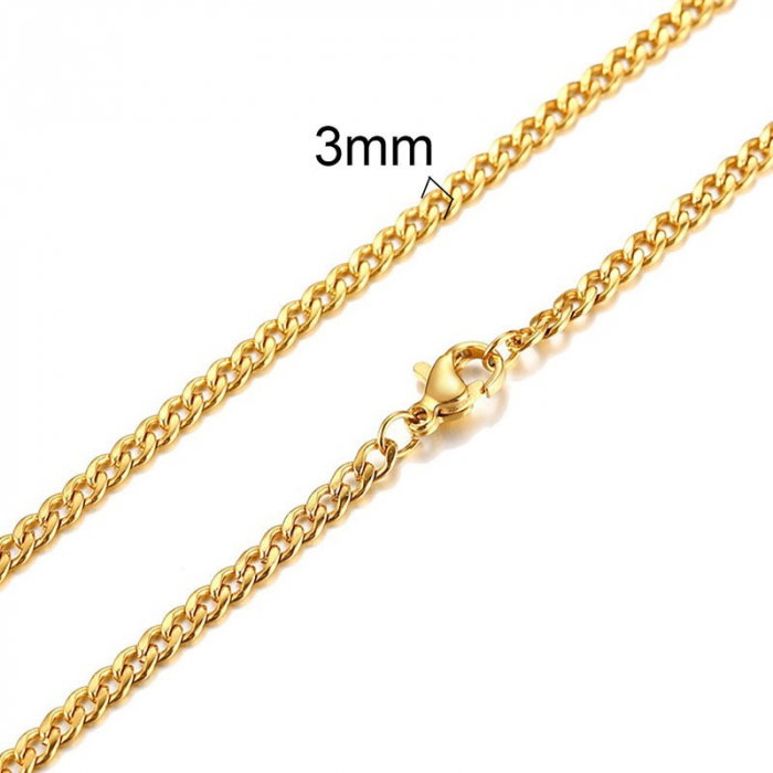 Lant inox cubanez auriu 3 mm, 60 cm [2]