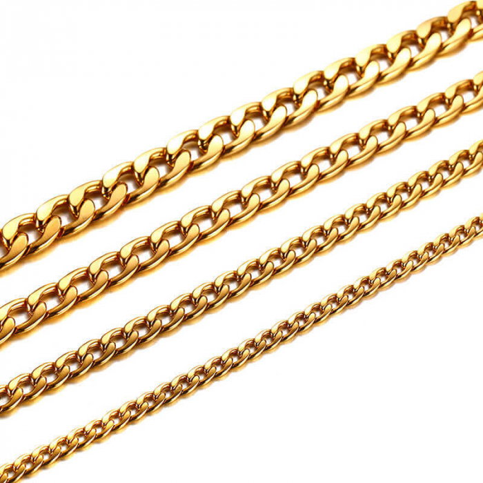 Lant inox cubanez auriu 9,5 mm, 60 cm [1]