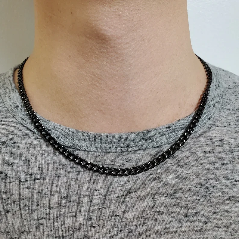 Lant inox cubanez negru 3,5 mm, 60 cm [2]