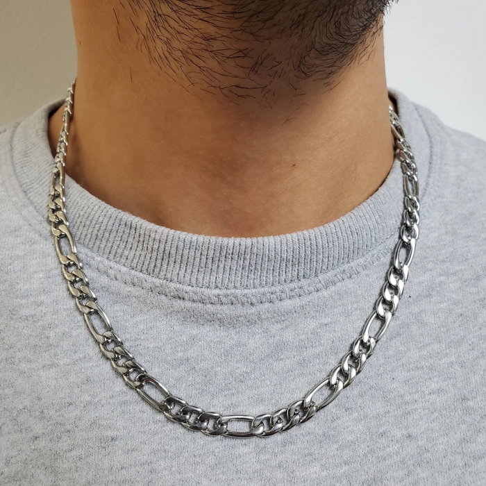 Lant inox Figaro argintiu de 7,5 mm [2]